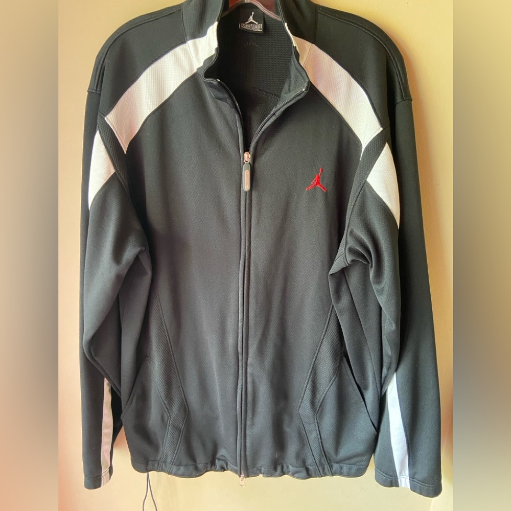 Vintage  Air Jordan full zip athletic track jacket size large, black & white